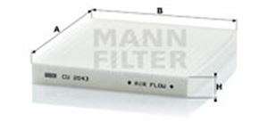 Filtr, vzduch v interiéru - MANN-FILTER CU 2043